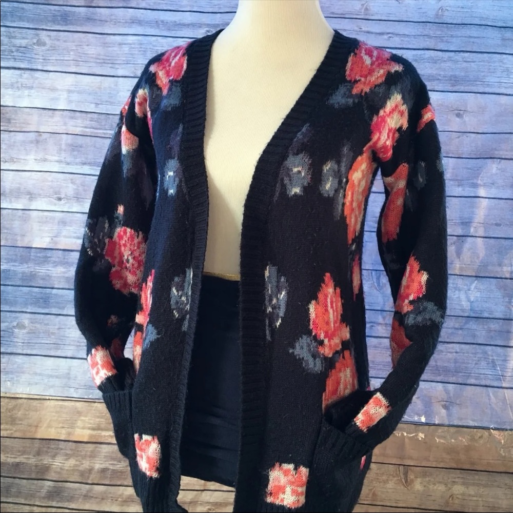 PS Aeropostale Navy Floral Cardigan